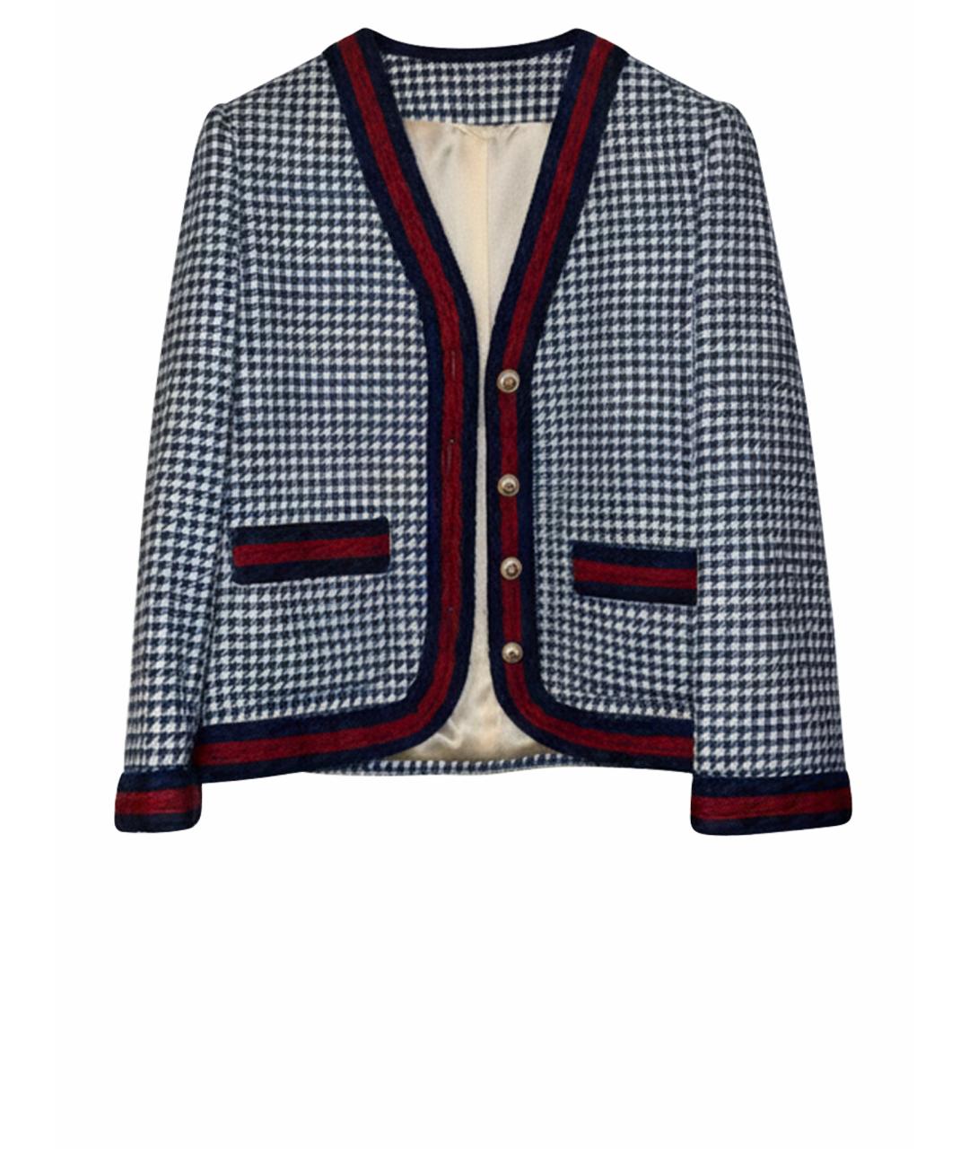 GUCCI Синий шерстяной жакет/пиджак, фото 1