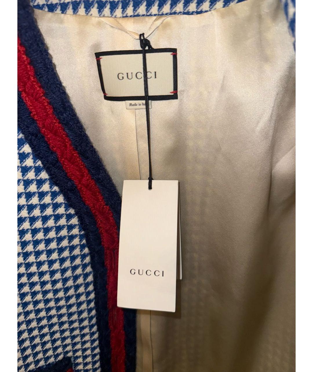 GUCCI Синий шерстяной жакет/пиджак, фото 3