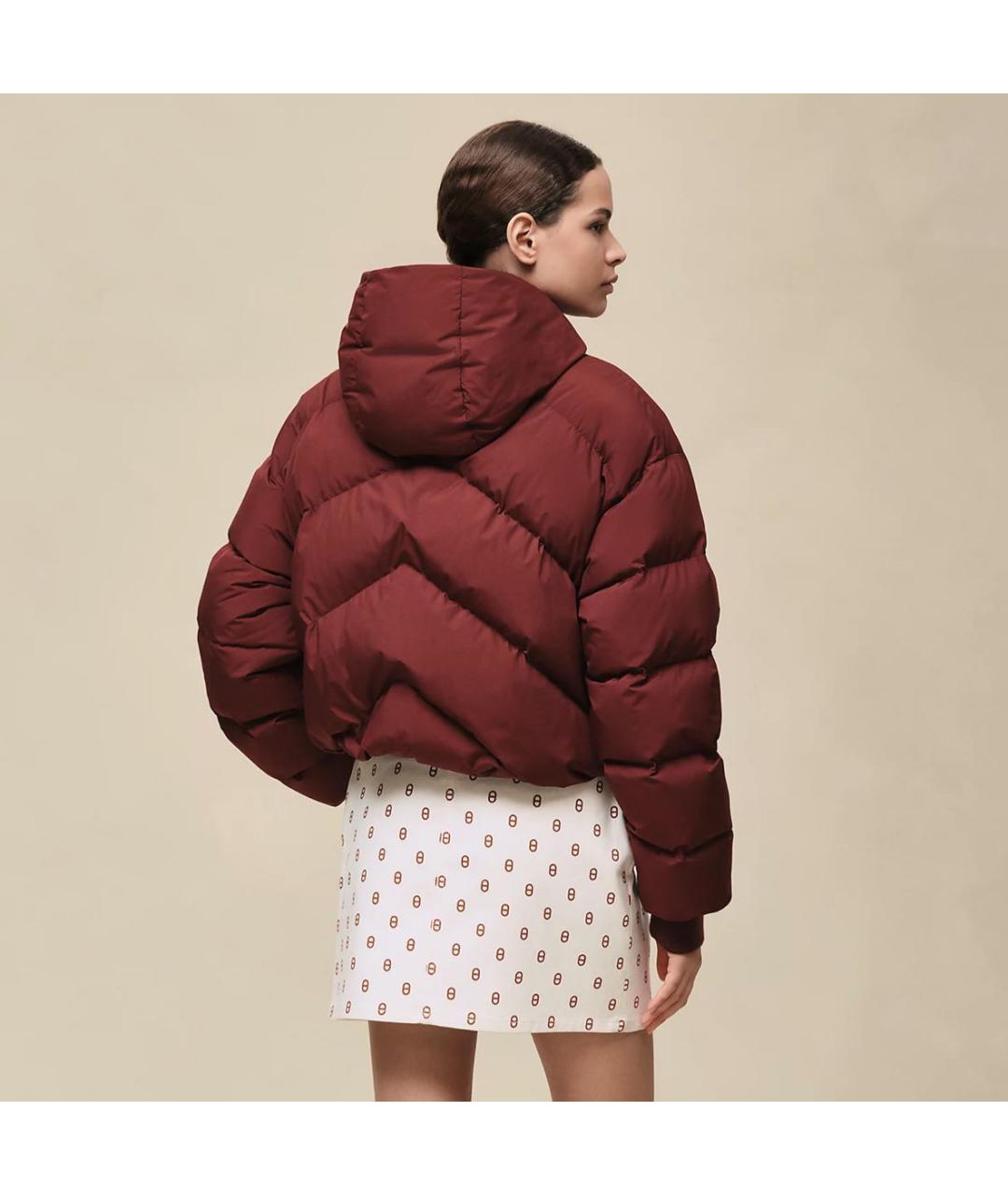 HERMES Бордовый хлопковый пуховик, фото 3
