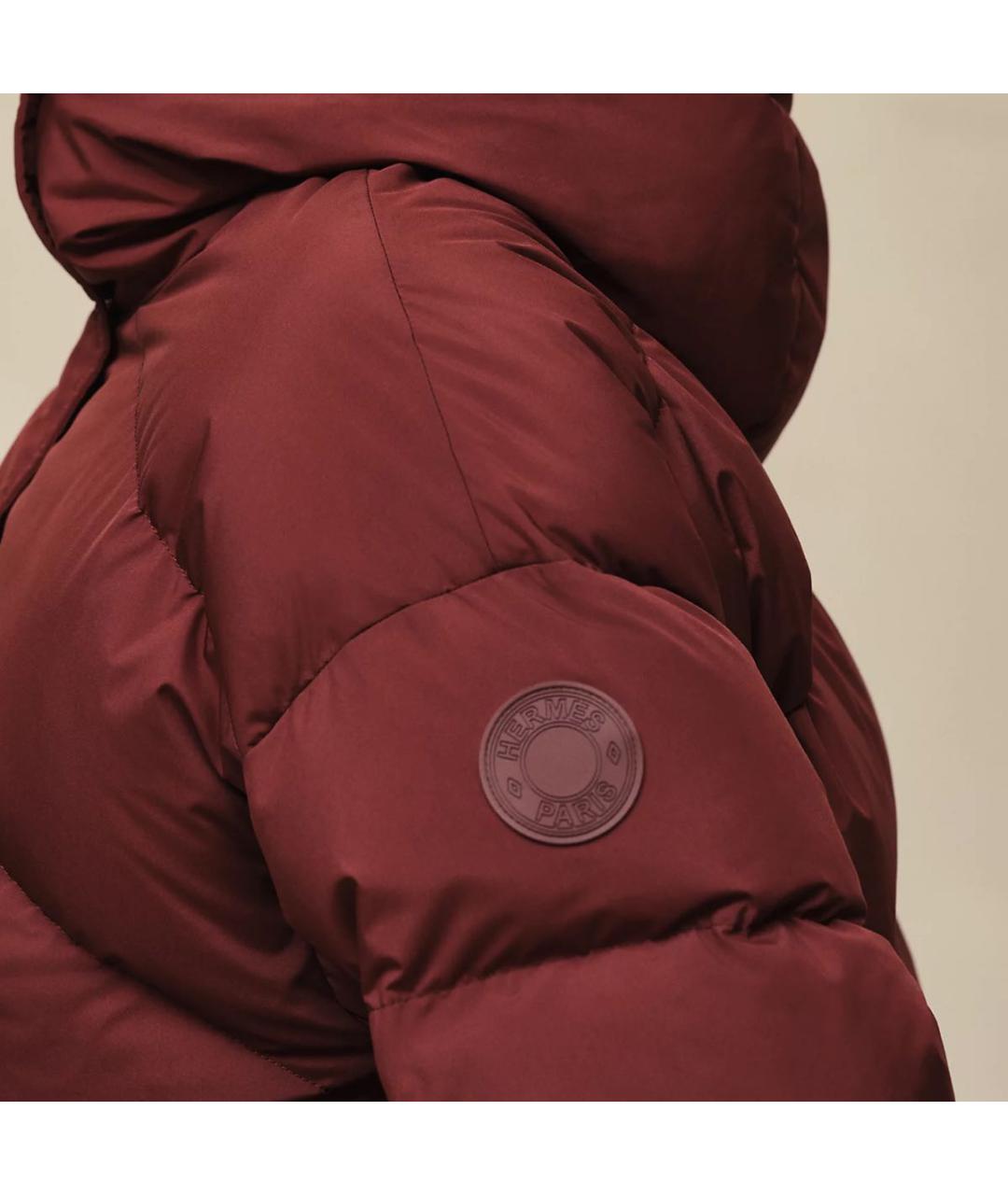 HERMES Бордовый хлопковый пуховик, фото 4