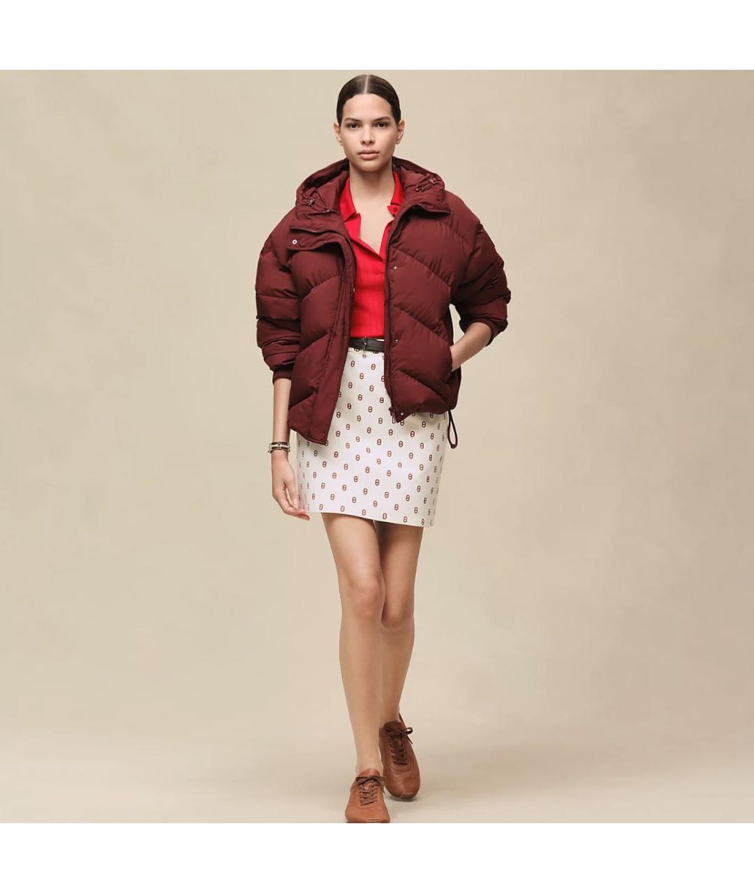 HERMES Бордовый хлопковый пуховик, фото 2