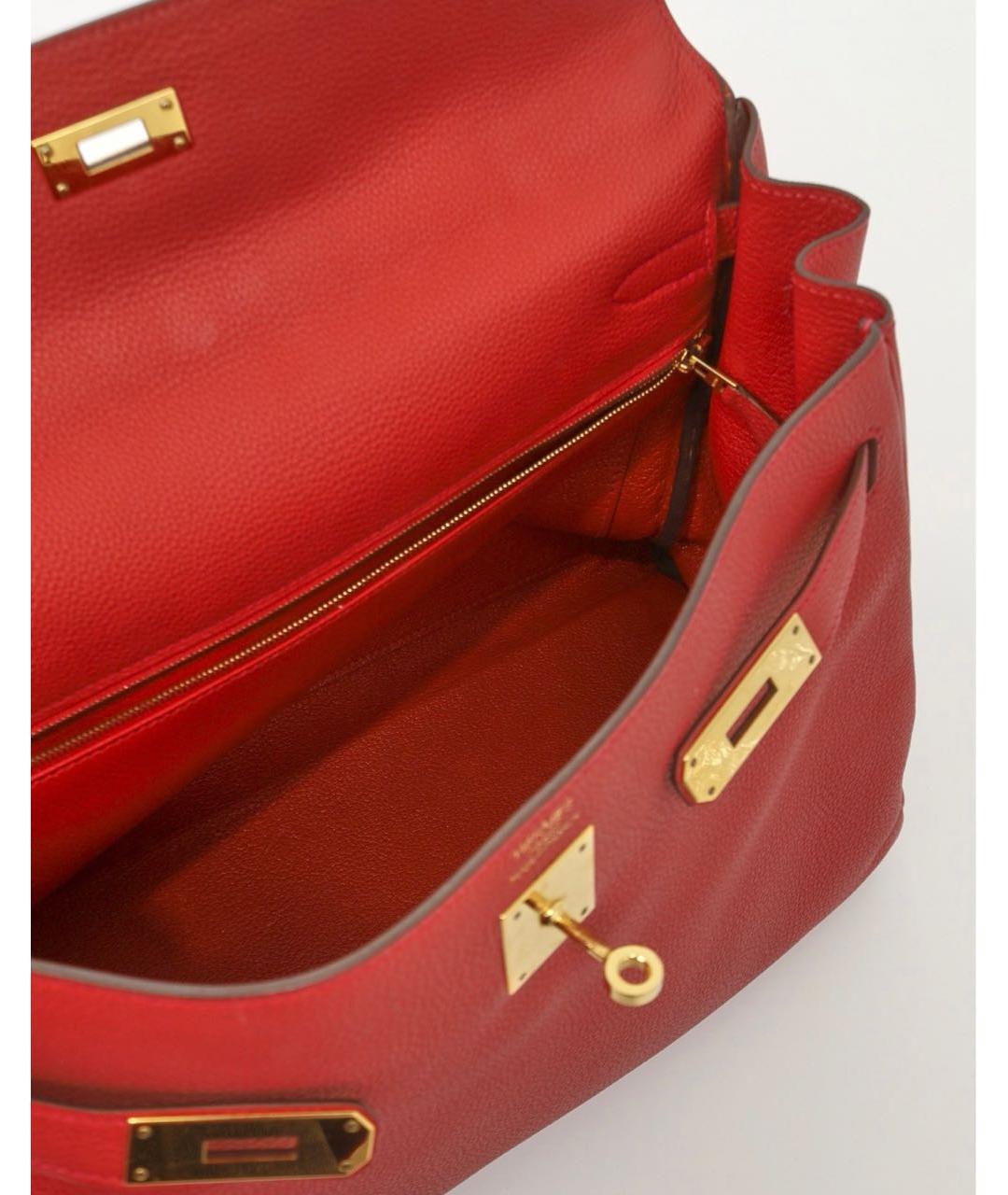 HERMES Красная кожаная сумка через плечо, фото 4