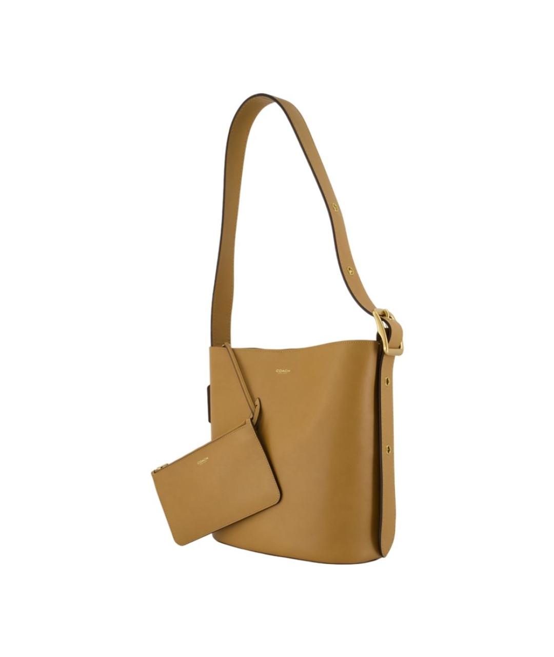 COACH Горчичная кожаная сумка через плечо, фото 2