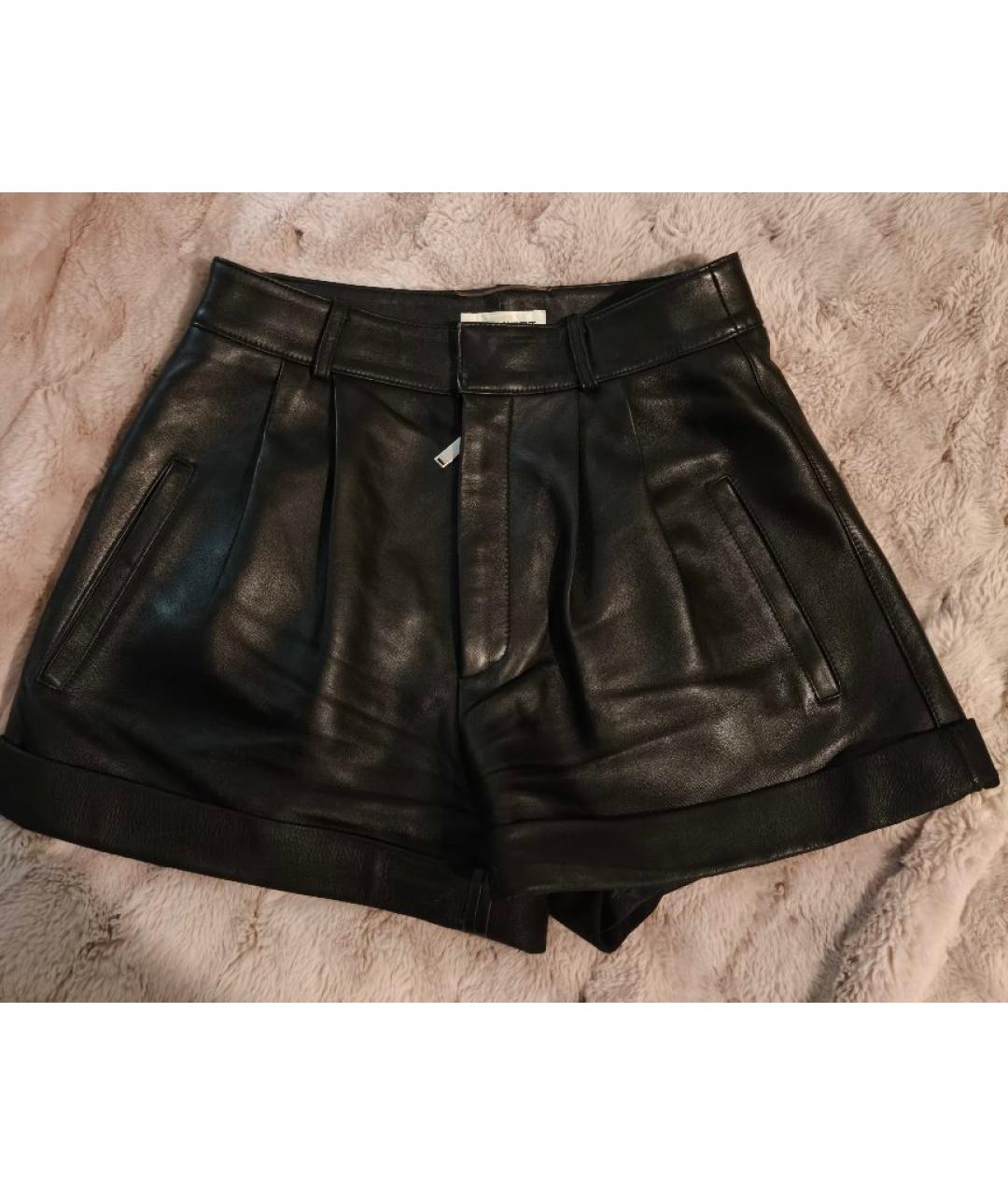 SAINT LAURENT Черные кожаные шорты, фото 5