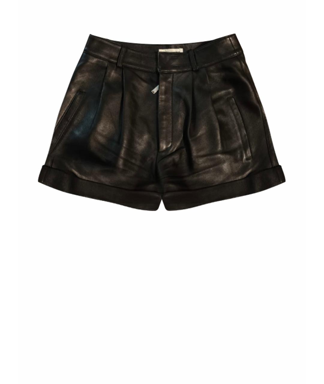 SAINT LAURENT Черные кожаные шорты, фото 1