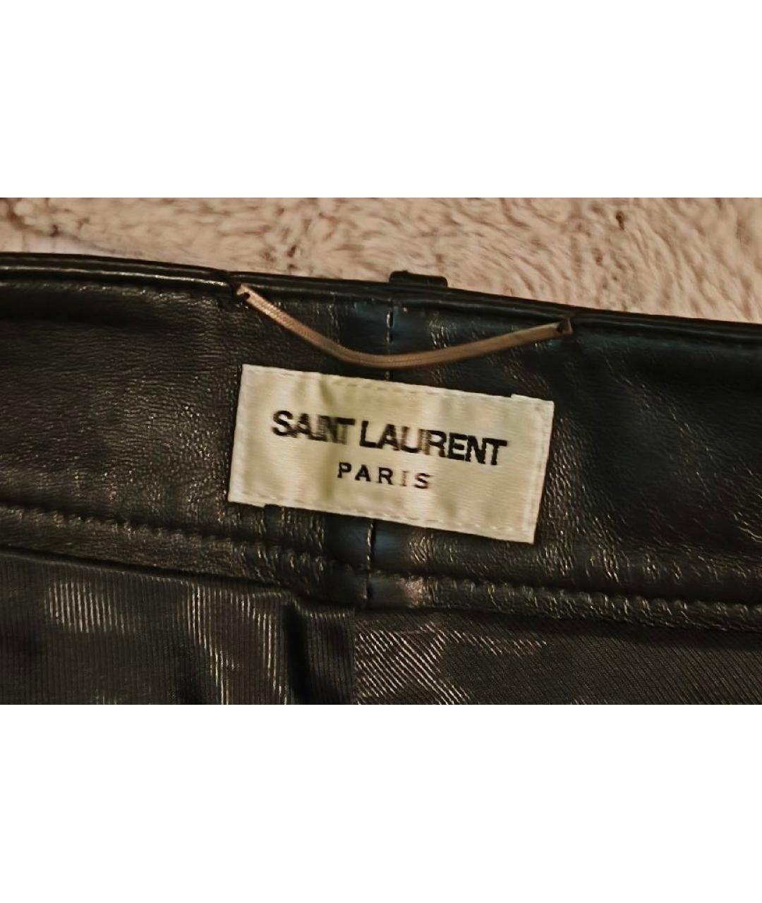 SAINT LAURENT Черные кожаные шорты, фото 3