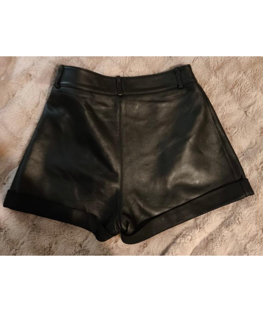 SAINT LAURENT Черные кожаные шорты, фото 2