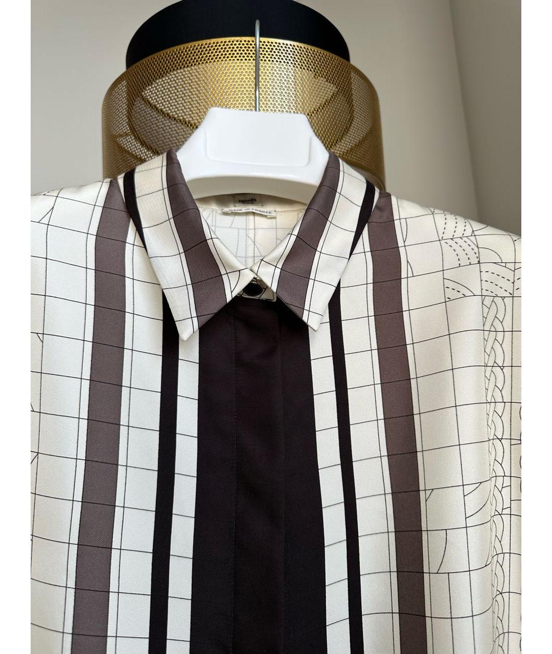 HERMES Белый шелковый костюм с брюками, фото 2