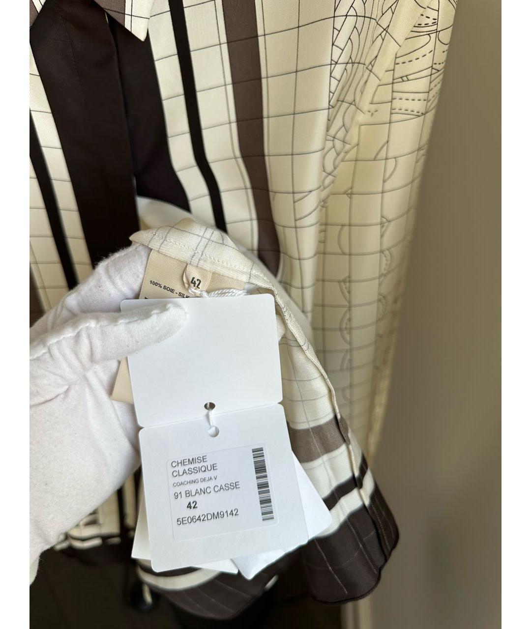 HERMES Белый шелковый костюм с брюками, фото 4