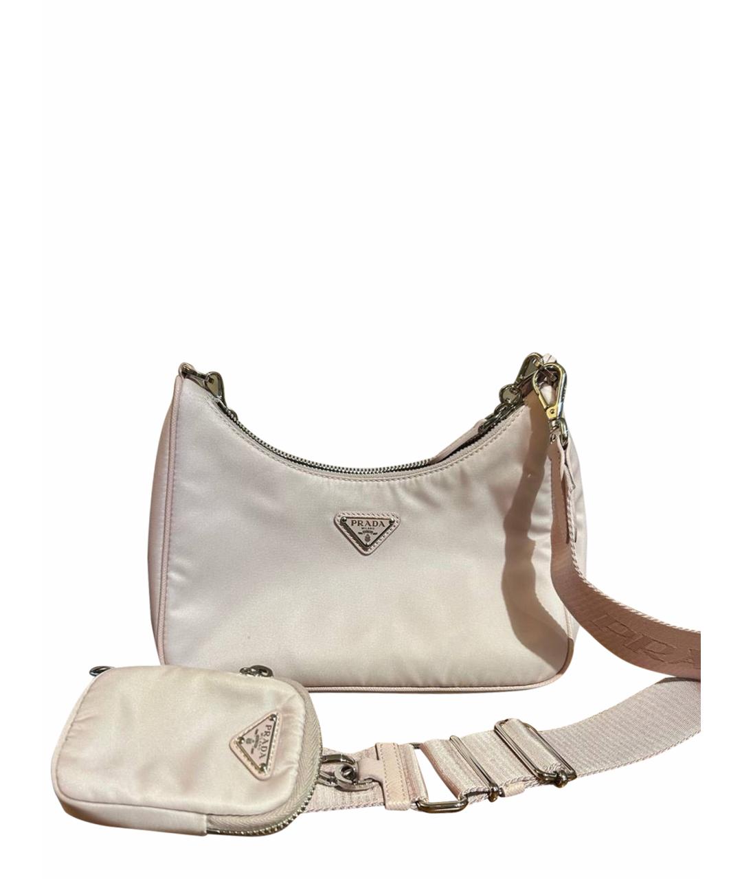 PRADA Коралловая синтетическая сумка с короткими ручками, фото 1