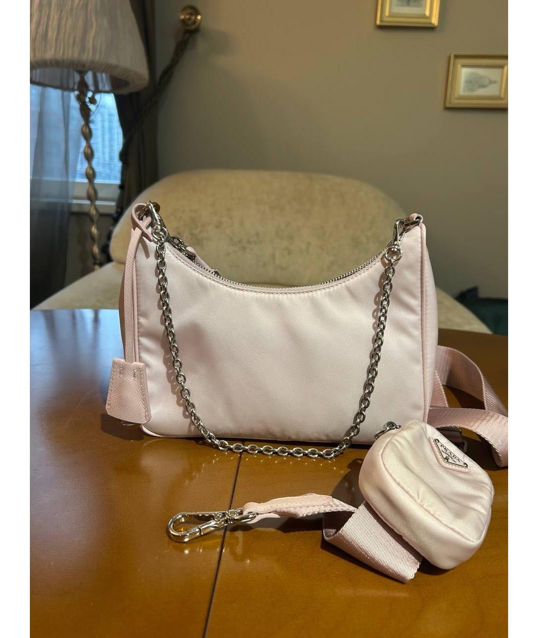 PRADA Коралловая синтетическая сумка с короткими ручками, фото 3