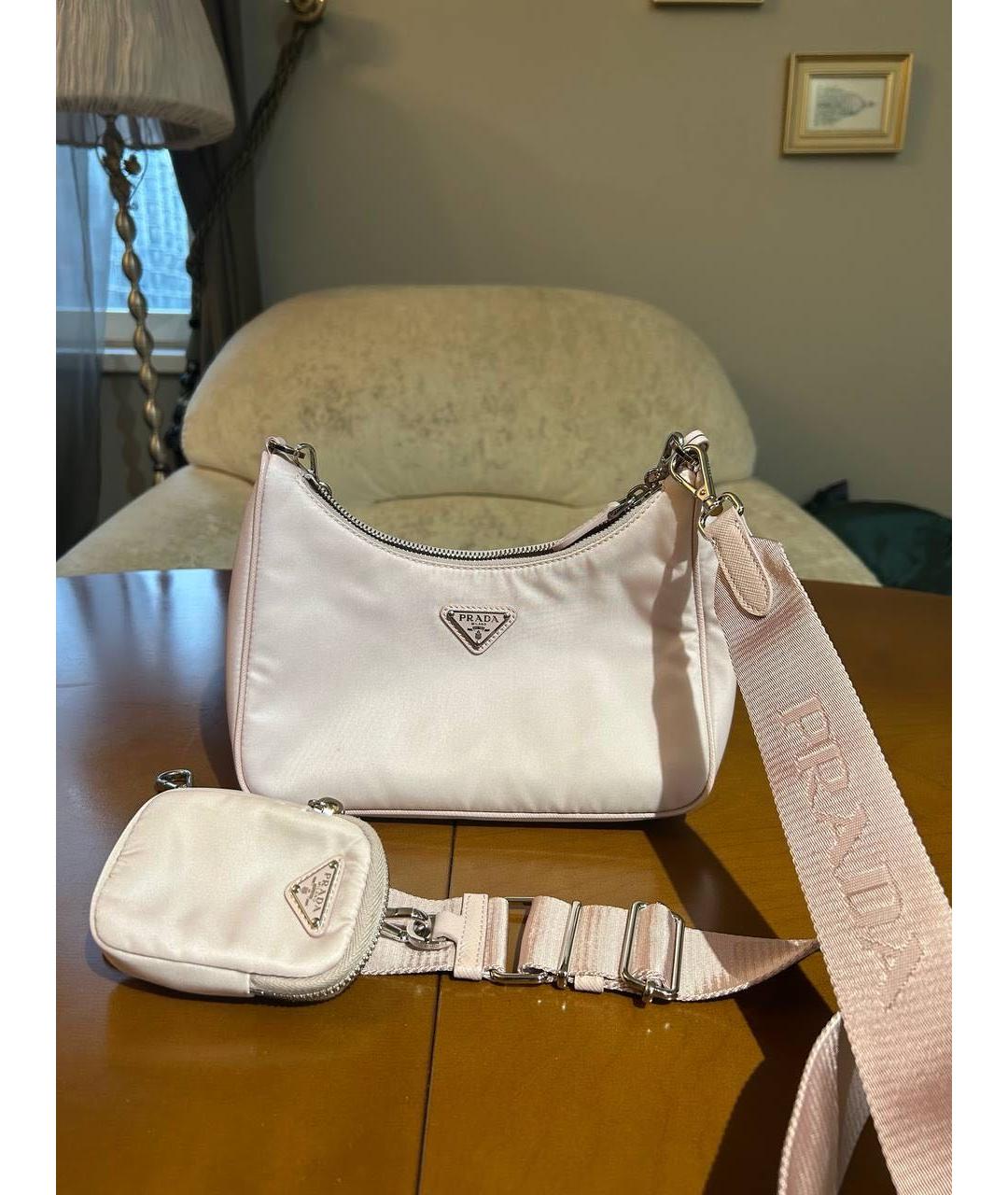 PRADA Коралловая синтетическая сумка с короткими ручками, фото 2