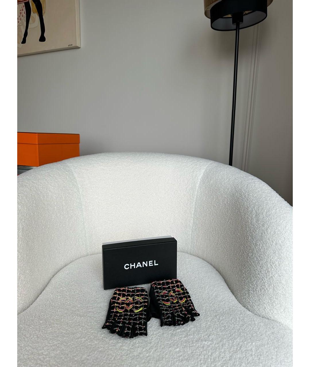 CHANEL Черные кожаные митенки, фото 2