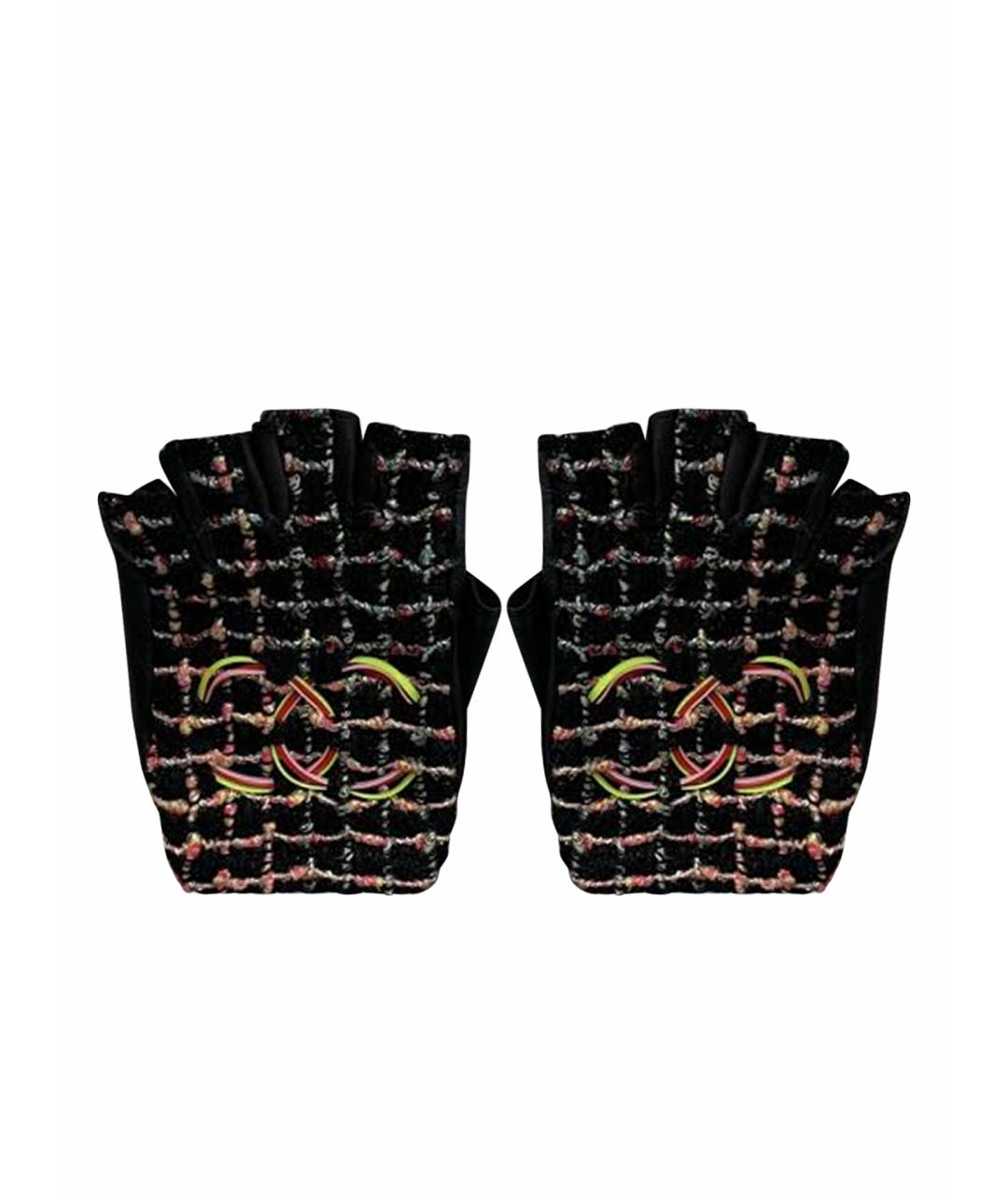 CHANEL Черные кожаные митенки, фото 1