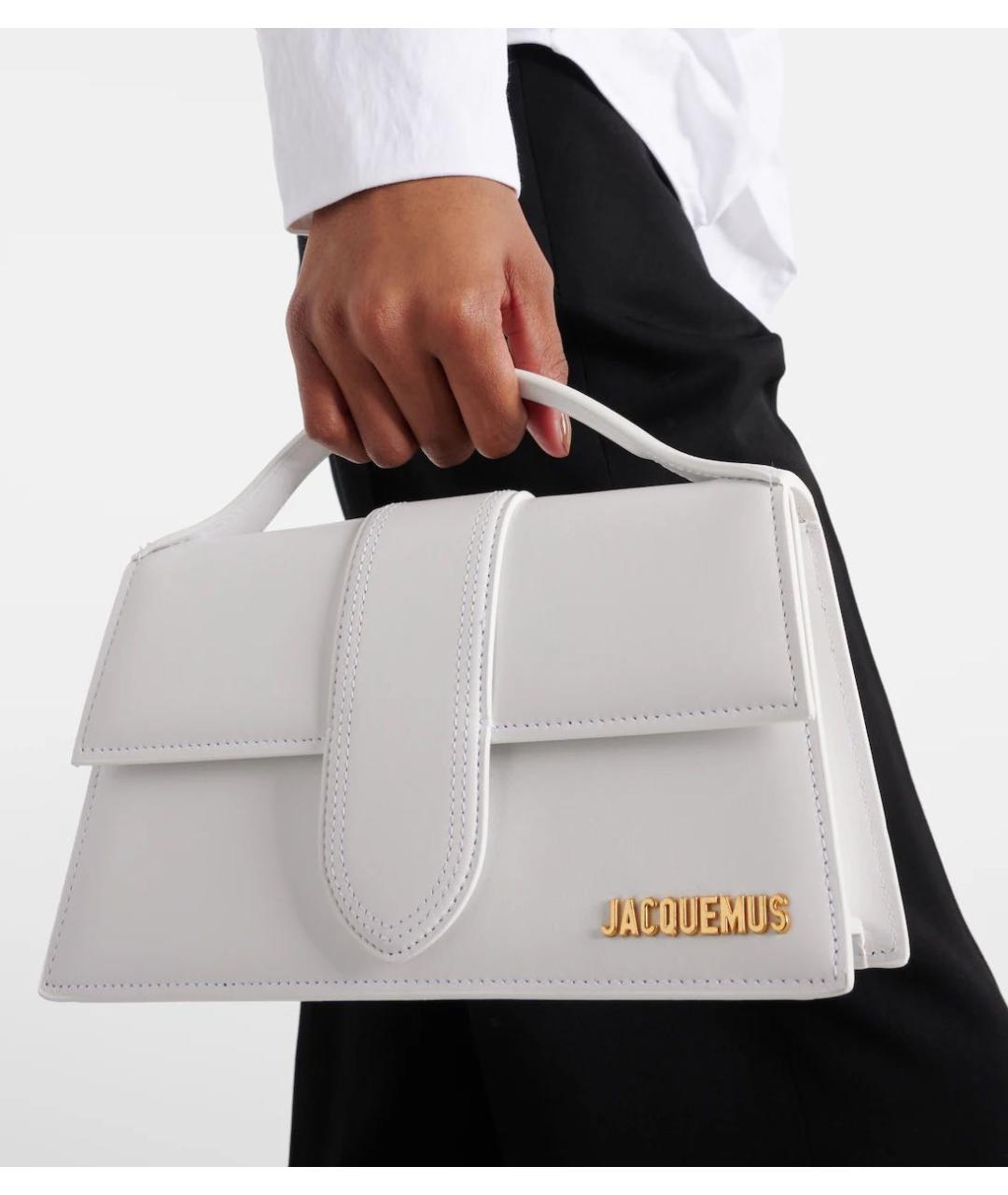 JACQUEMUS Белая кожаная сумка через плечо, фото 4