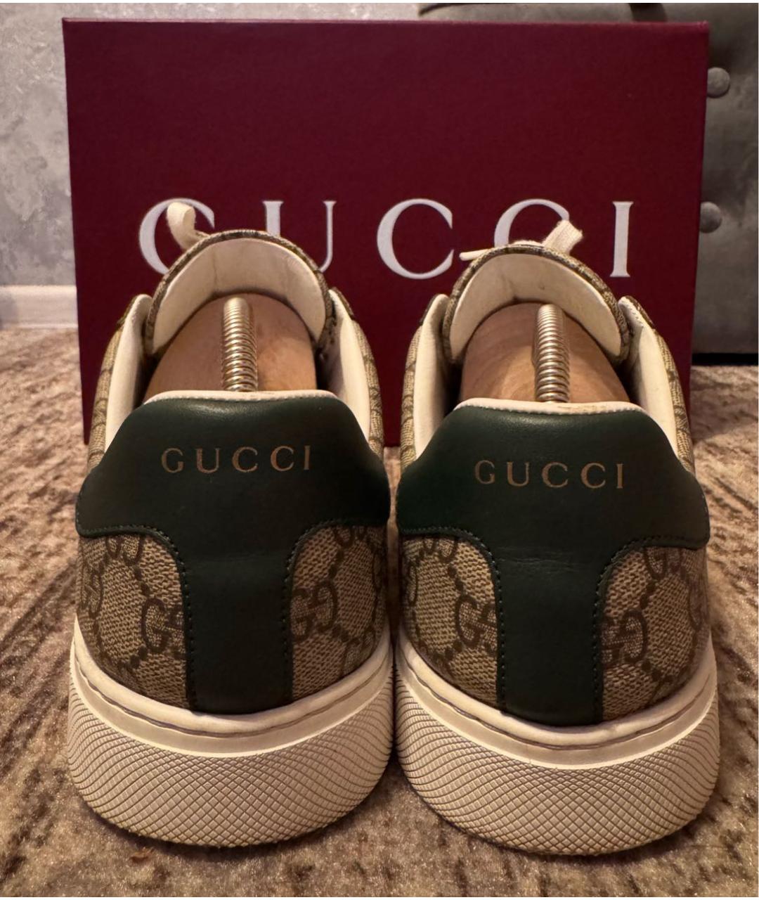 GUCCI Бежевые текстильные низкие кроссовки / кеды, фото 4