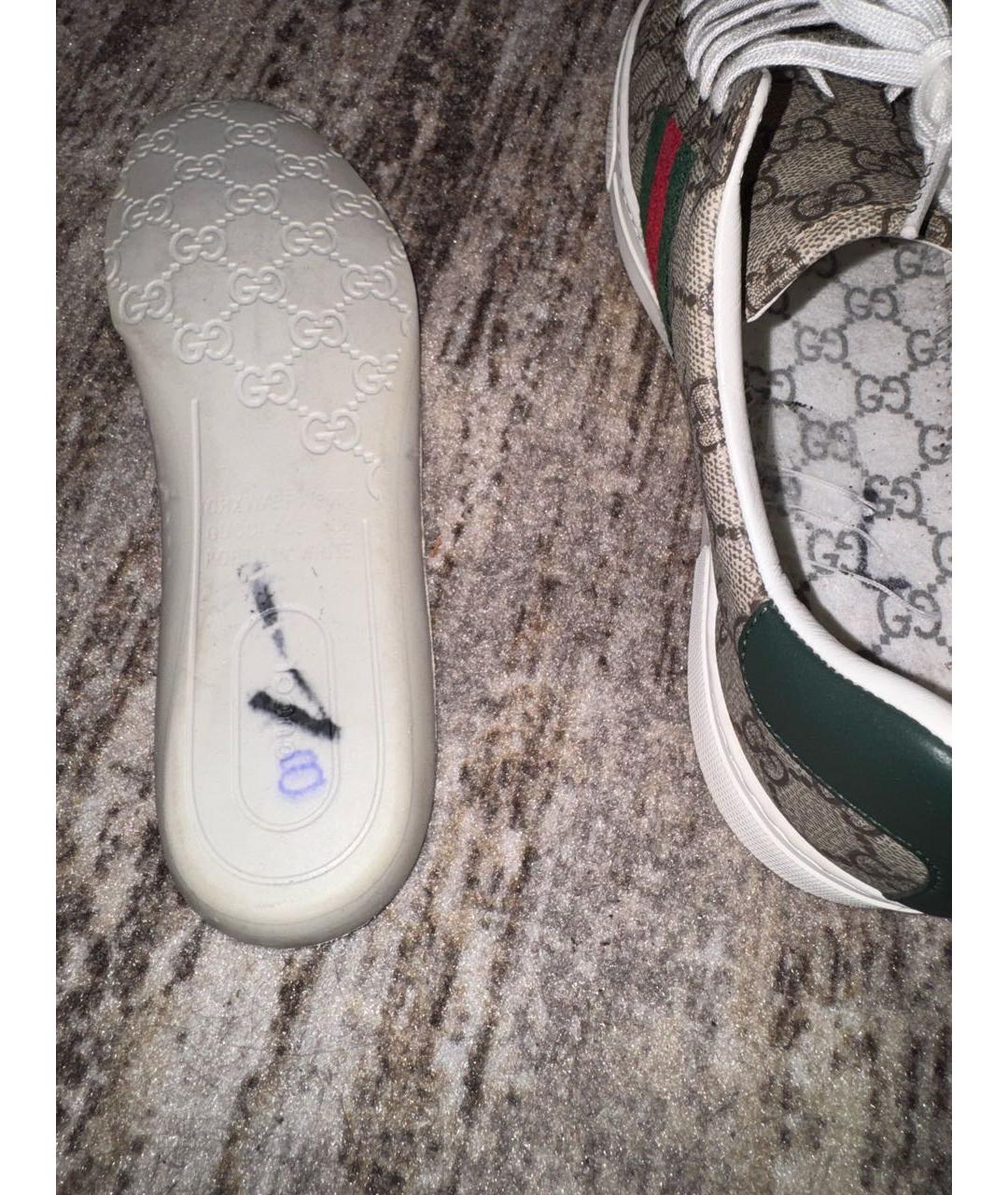 GUCCI Бежевые текстильные низкие кроссовки / кеды, фото 7
