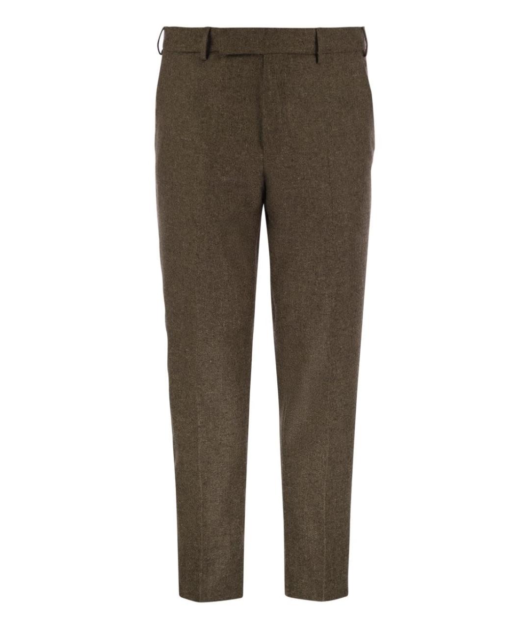 PT TORINO Коричневые шерстяные повседневные брюки, фото 1