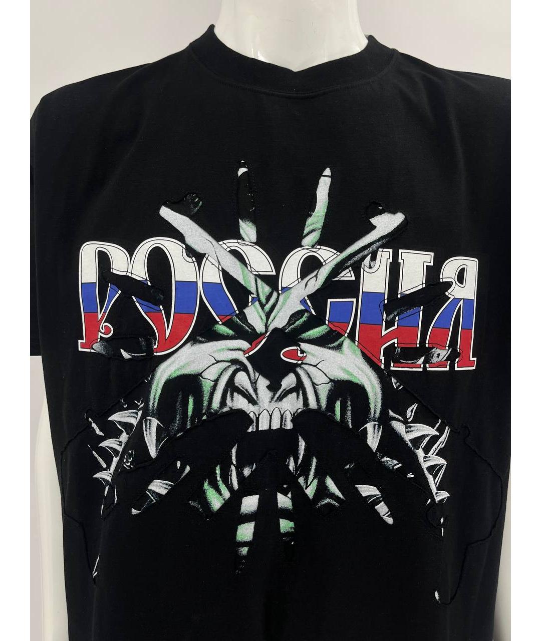 VETEMENTS Черная хлопковая футболка, фото 3