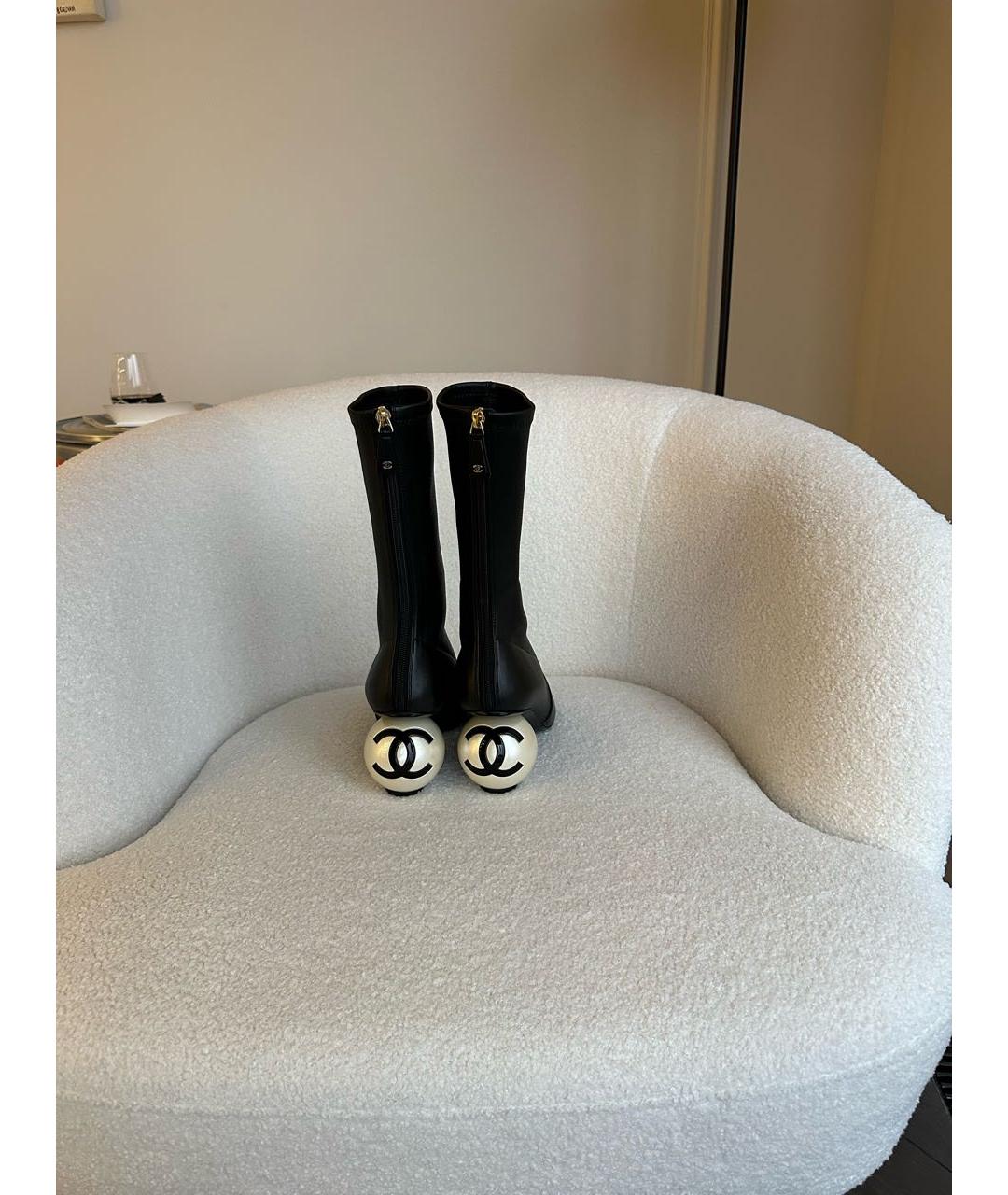 CHANEL Черные кожаные ботильоны, фото 3