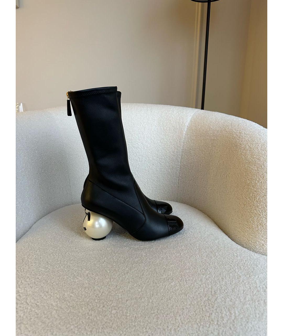 CHANEL Черные кожаные ботильоны, фото 5