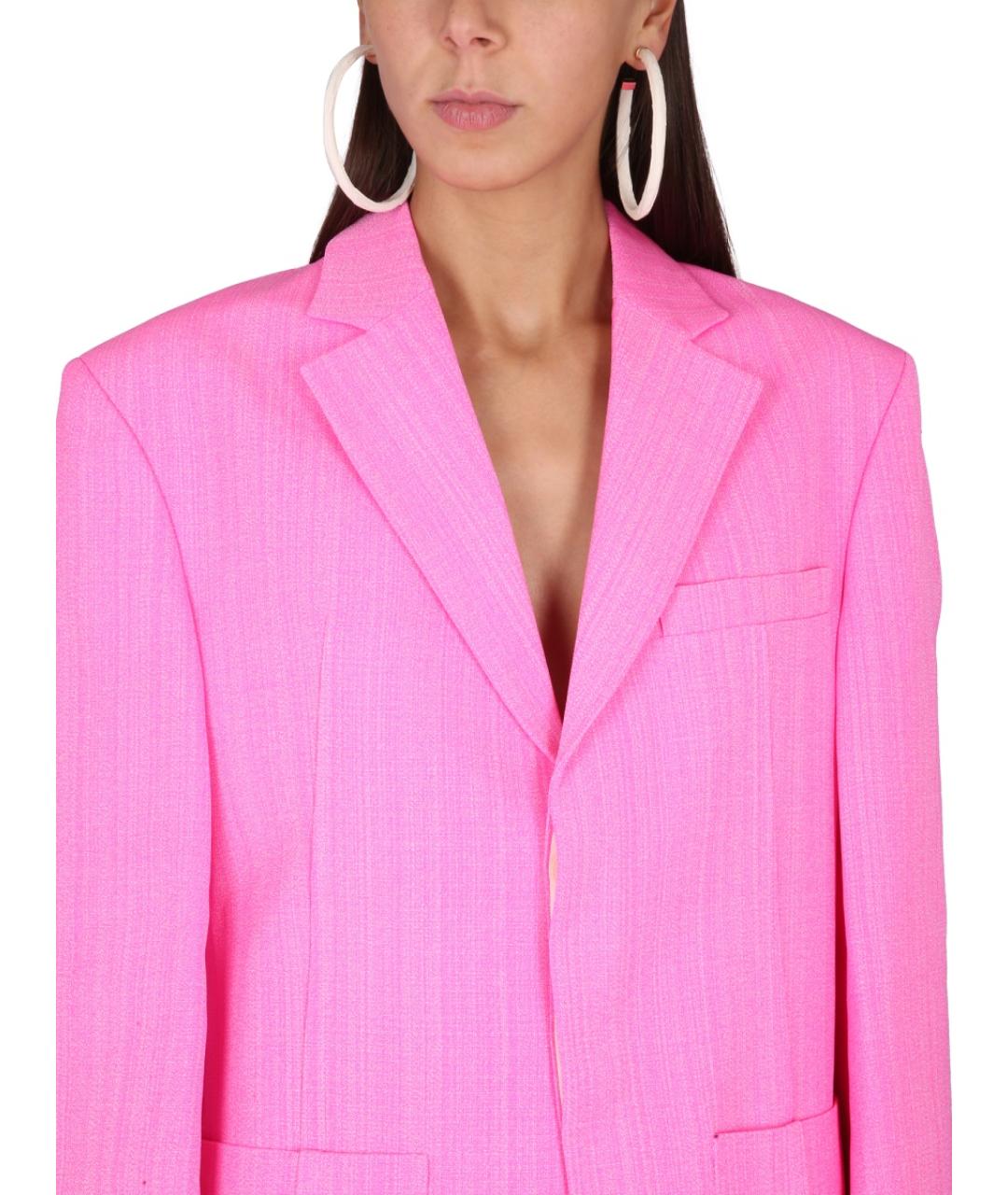 JACQUEMUS Розовый полиэстеровый жакет/пиджак, фото 5