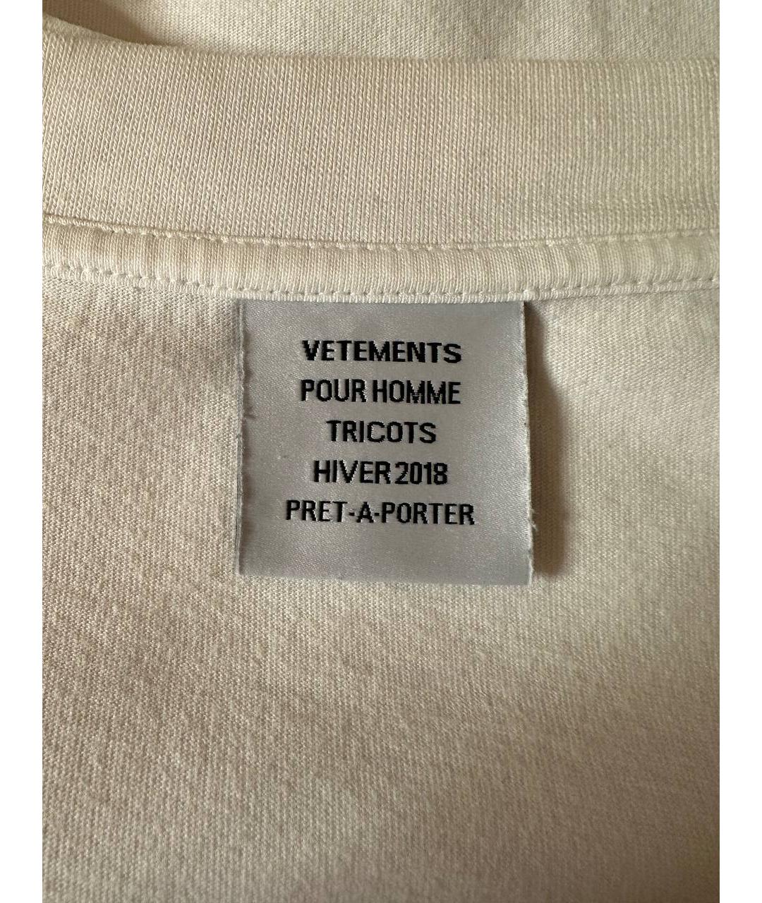 VETEMENTS Белая хлопковая футболка, фото 5