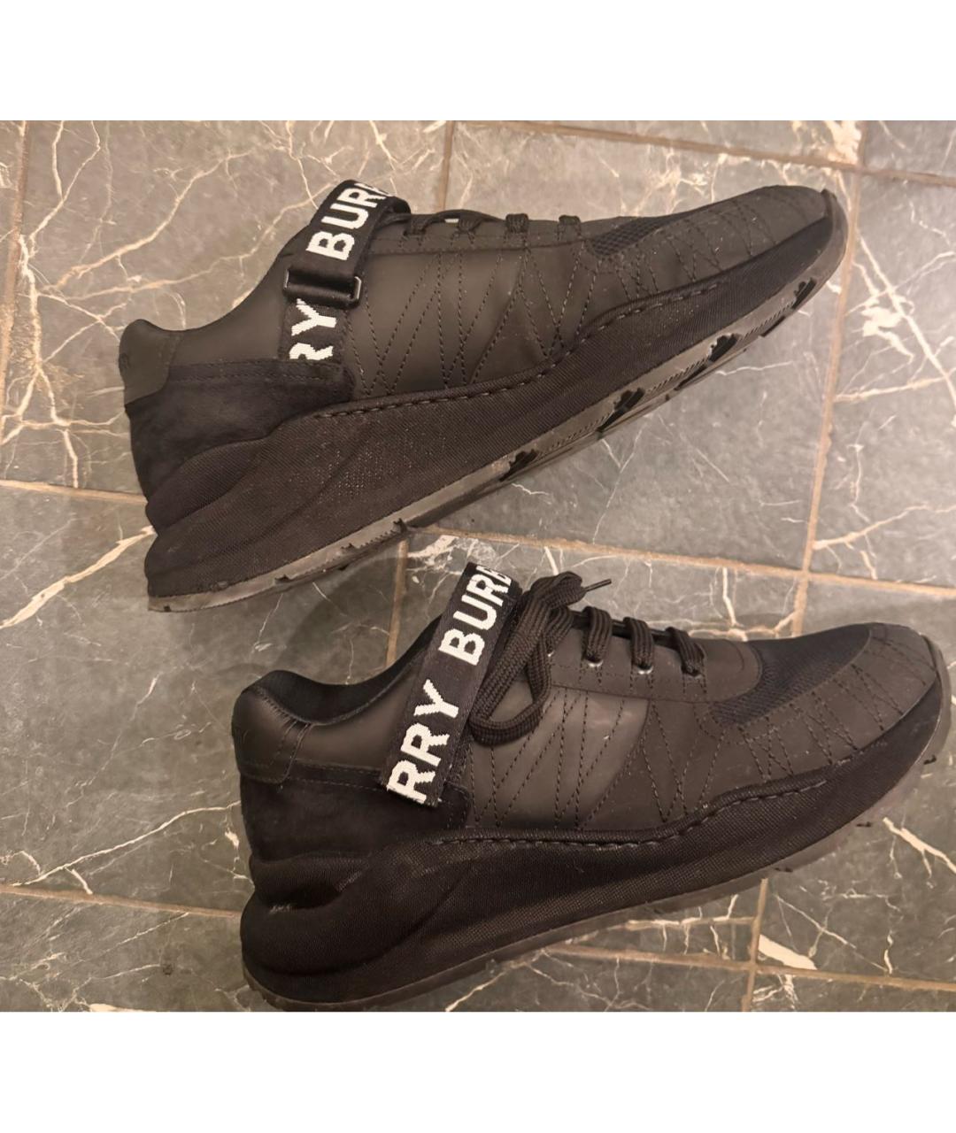 BURBERRY Черные замшевые высокие кроссовки / кеды, фото 5