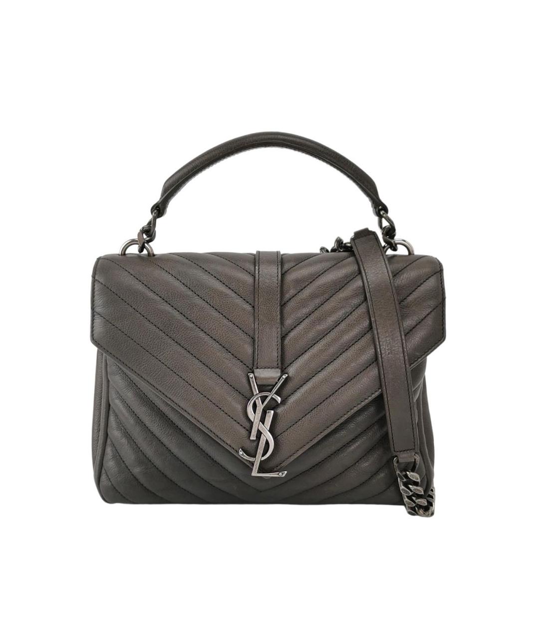 SAINT LAURENT Серая кожаная сумка через плечо, фото 1