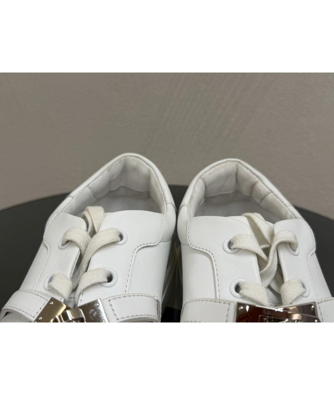 HERMES Белые кожаные кеды, фото 5