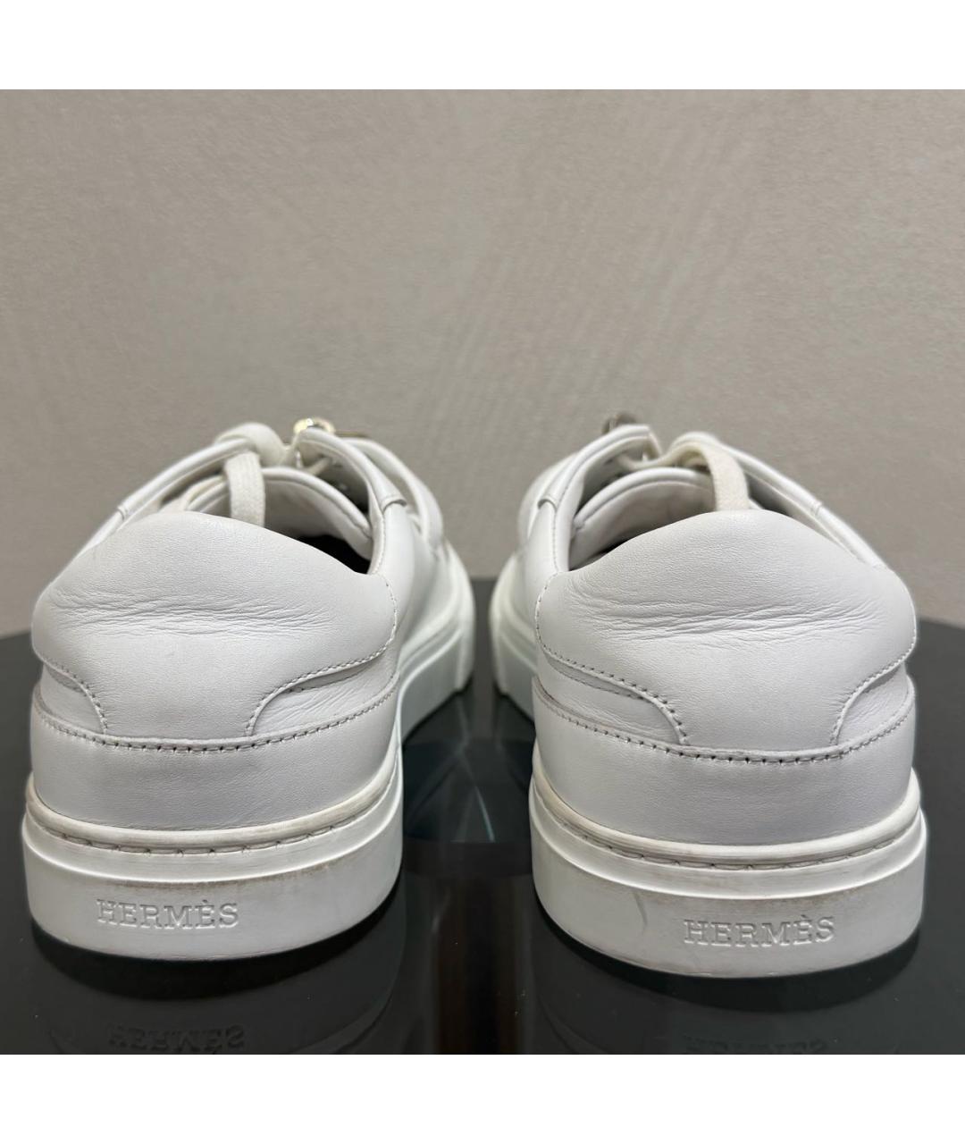 HERMES Белые кожаные кеды, фото 4