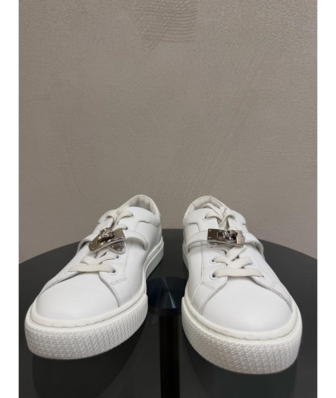 HERMES Белые кожаные кеды, фото 2