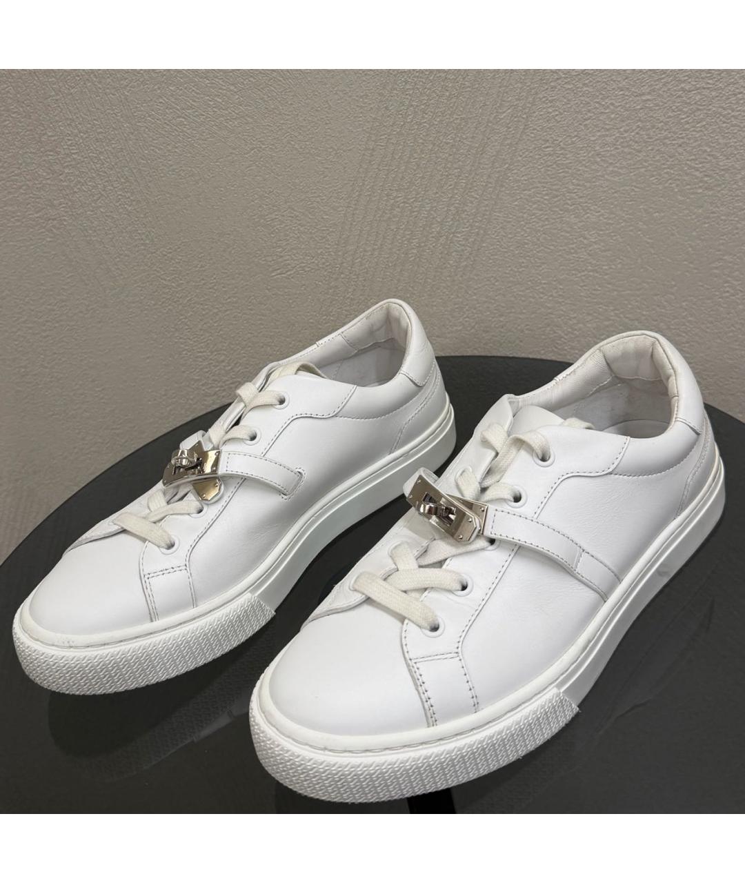 HERMES Белые кожаные кеды, фото 3