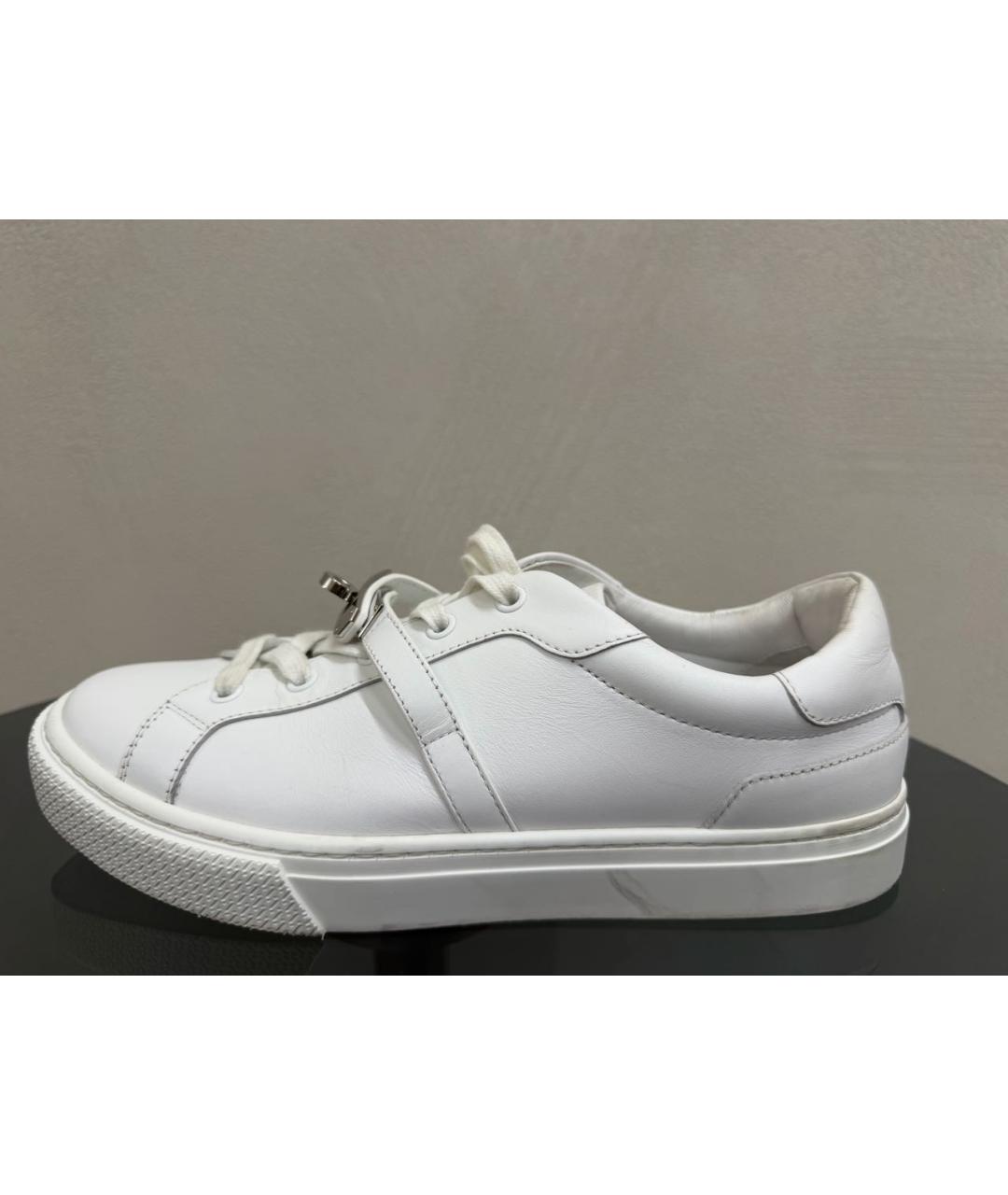 HERMES Белые кожаные кеды, фото 6
