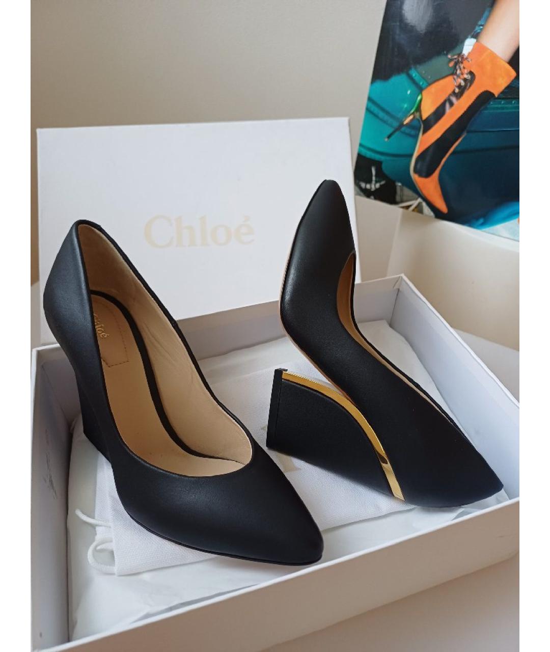 CHLOE Черные кожаные туфли, фото 5