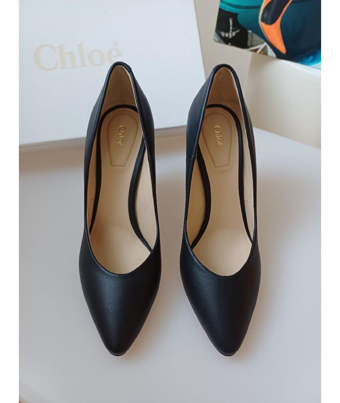 CHLOE Черные кожаные туфли, фото 6