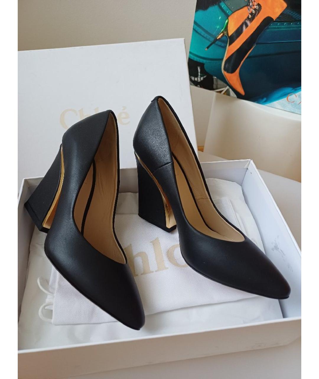 CHLOE Черные кожаные туфли, фото 4
