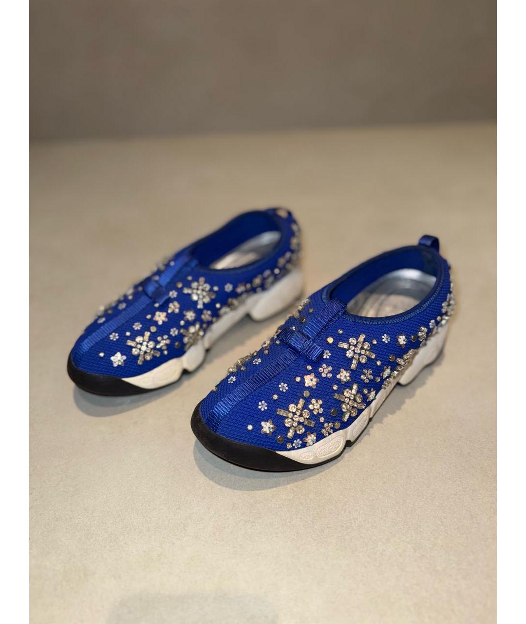 CHRISTIAN DIOR Синие текстильные слипоны, фото 7