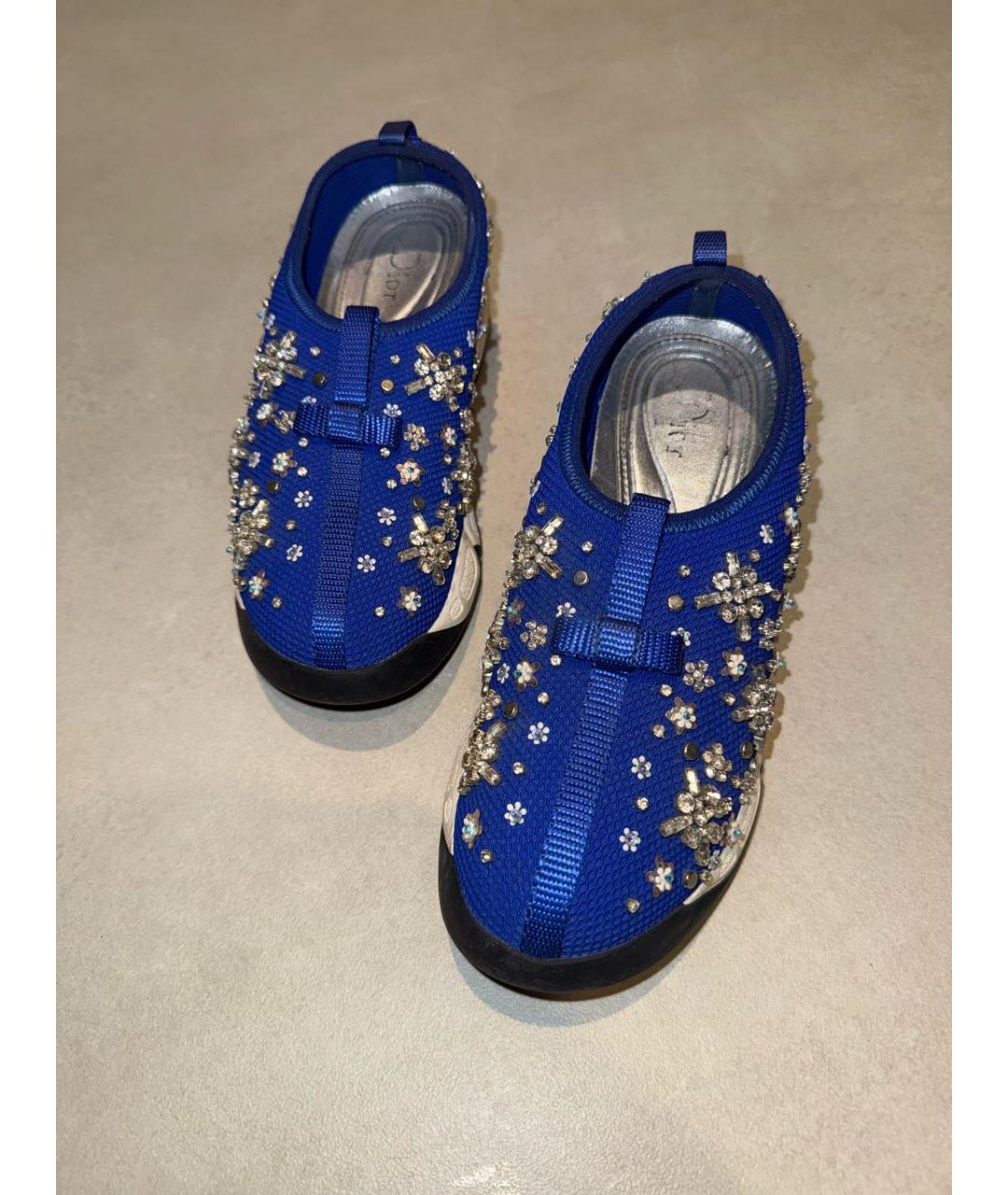 CHRISTIAN DIOR Синие текстильные слипоны, фото 8