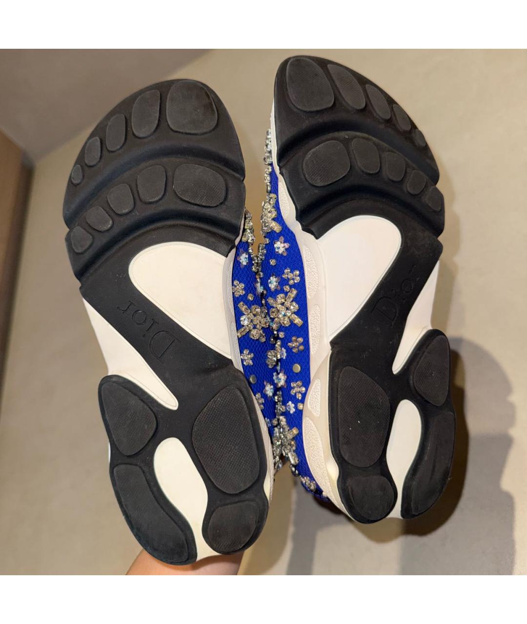 CHRISTIAN DIOR Синие текстильные слипоны, фото 6