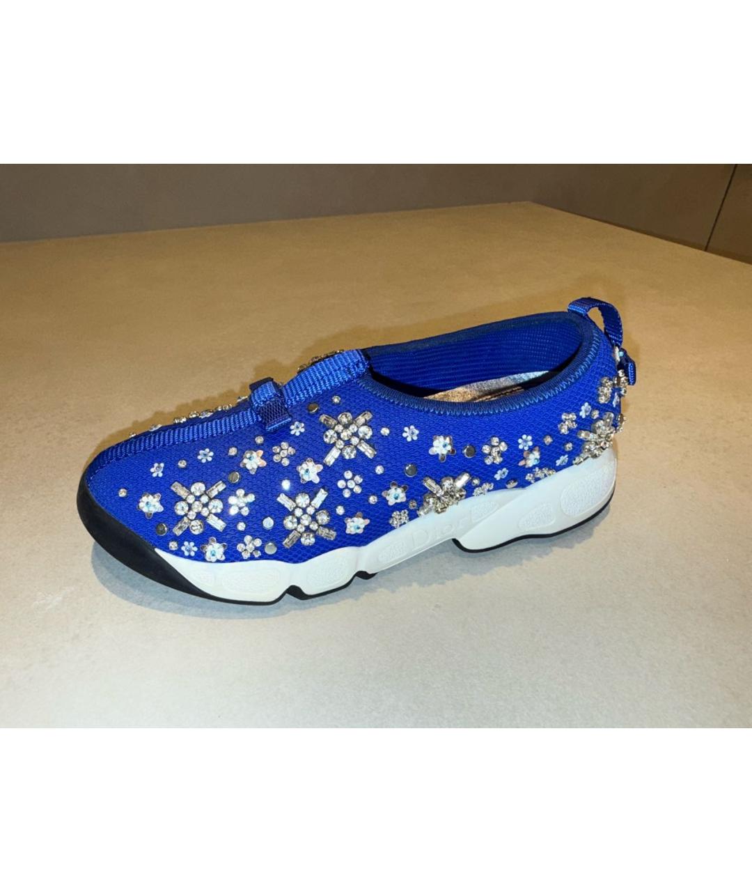 CHRISTIAN DIOR Синие текстильные слипоны, фото 3