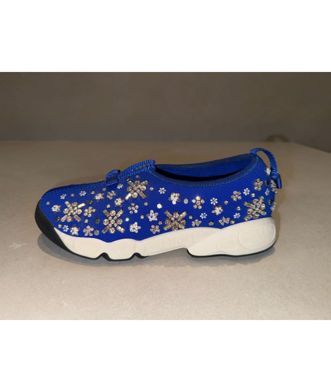 CHRISTIAN DIOR Синие текстильные слипоны, фото 9