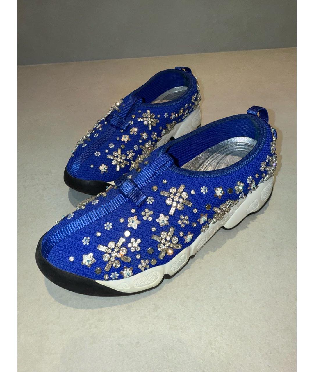 CHRISTIAN DIOR Синие текстильные слипоны, фото 2