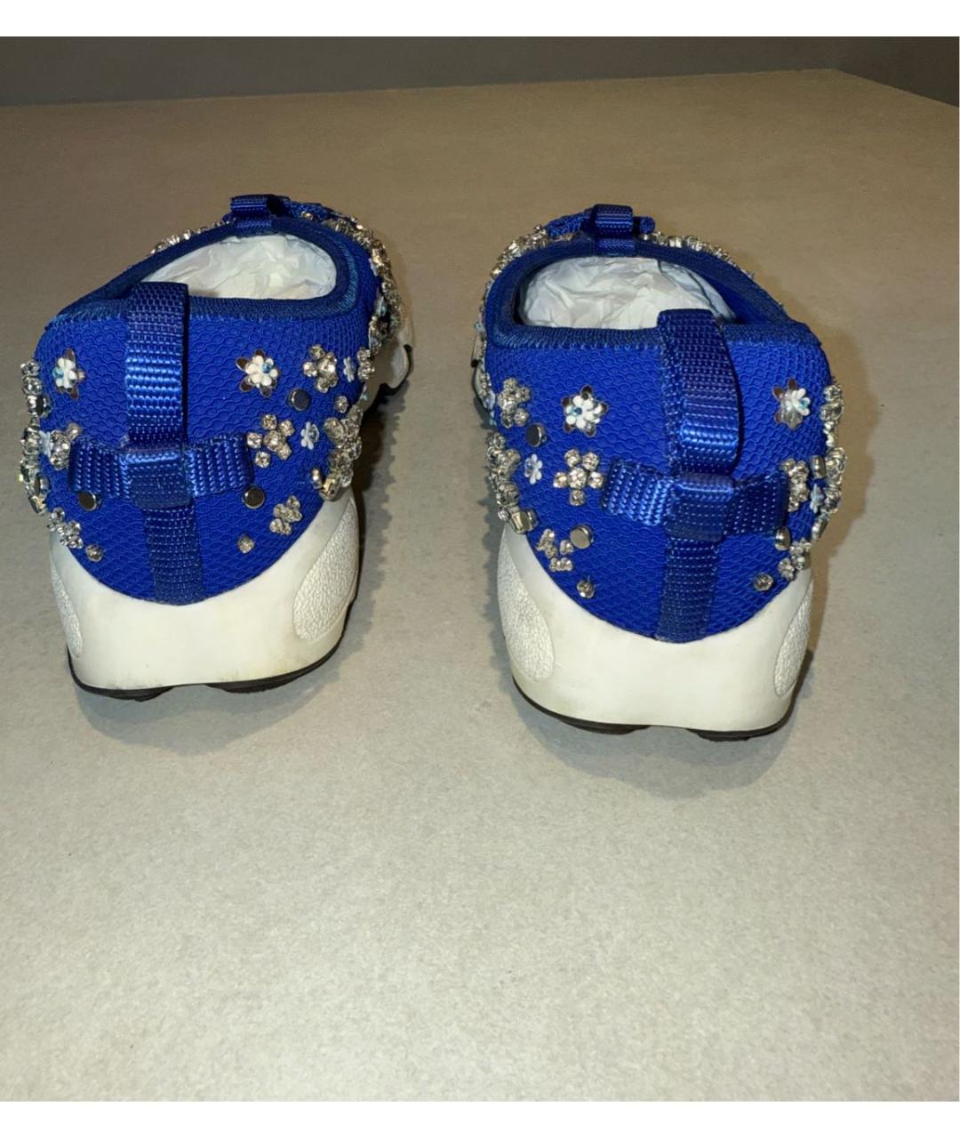 CHRISTIAN DIOR Синие текстильные слипоны, фото 5