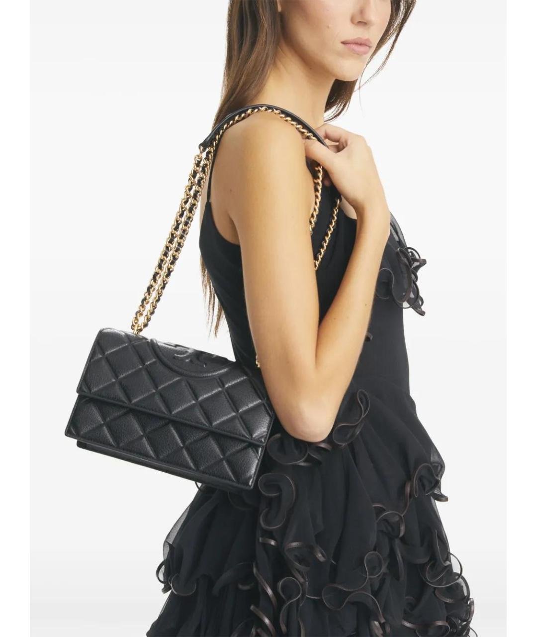 TORY BURCH Черная кожаная сумка через плечо, фото 2