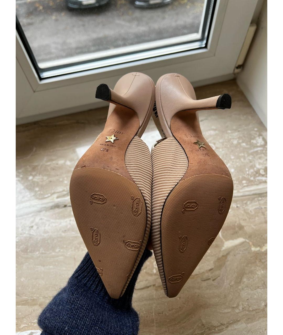 CHRISTIAN DIOR Бежевые текстильные туфли, фото 2