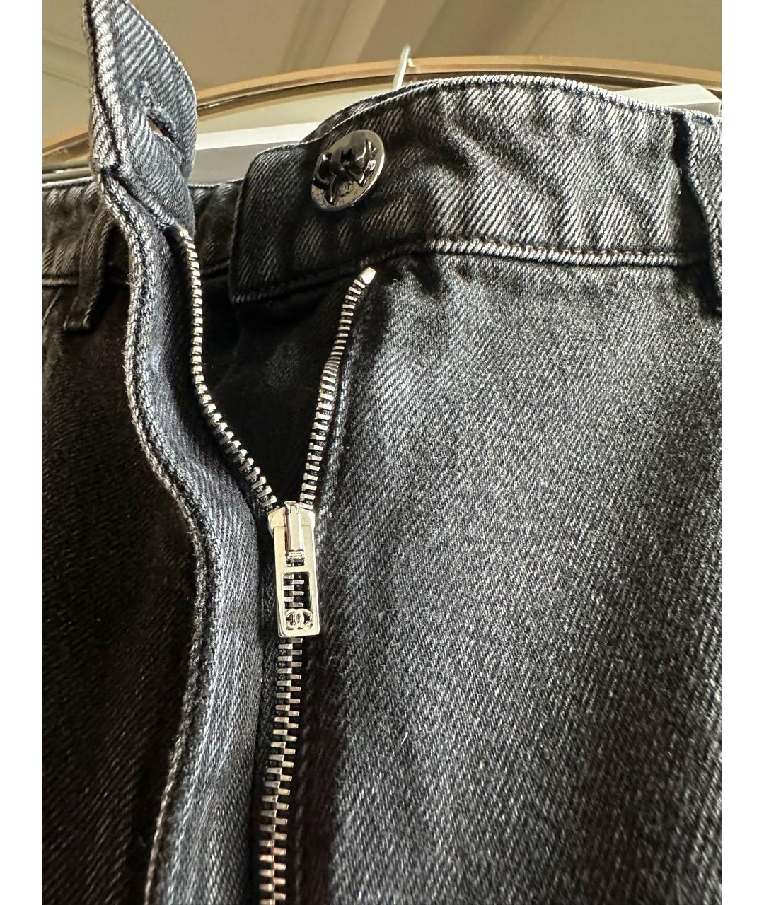 CHANEL Серые хлопковые прямые джинсы, фото 2