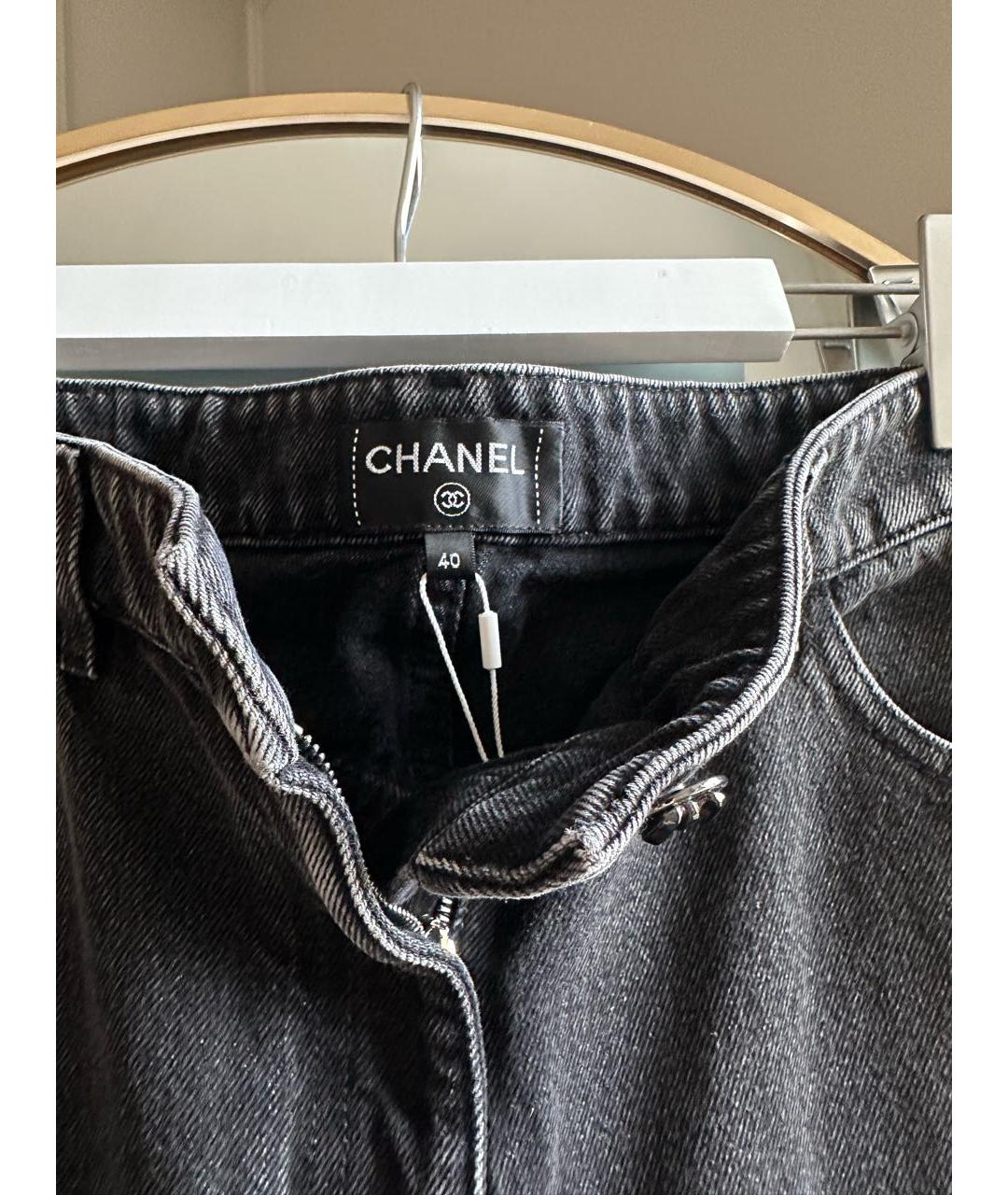 CHANEL Серые хлопковые прямые джинсы, фото 5