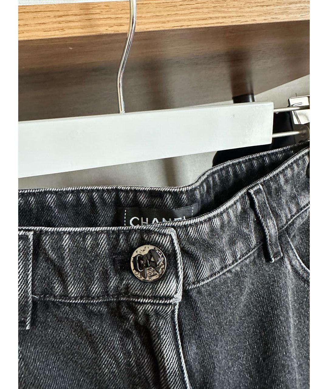 CHANEL Серые хлопковые прямые джинсы, фото 4
