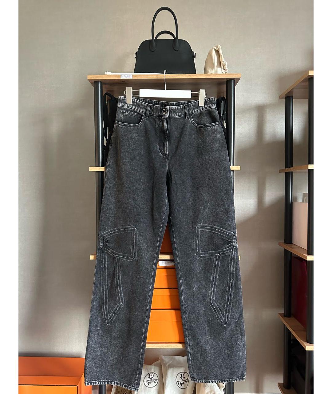 CHANEL Серые хлопковые прямые джинсы, фото 6